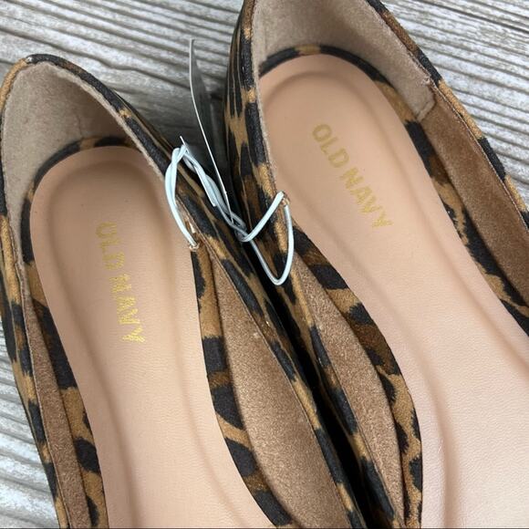 Old Navy Navy Pointy Faux- Suede Animal Print Flats Sz 7 - Picture 9 of 12